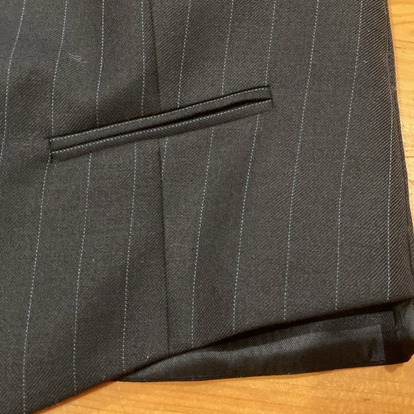 Italian LANIFICIO DI TOLLEGNO Boys 9 Navy Pinstripe Wool Vest Waistcoat - Picture 4 of 8